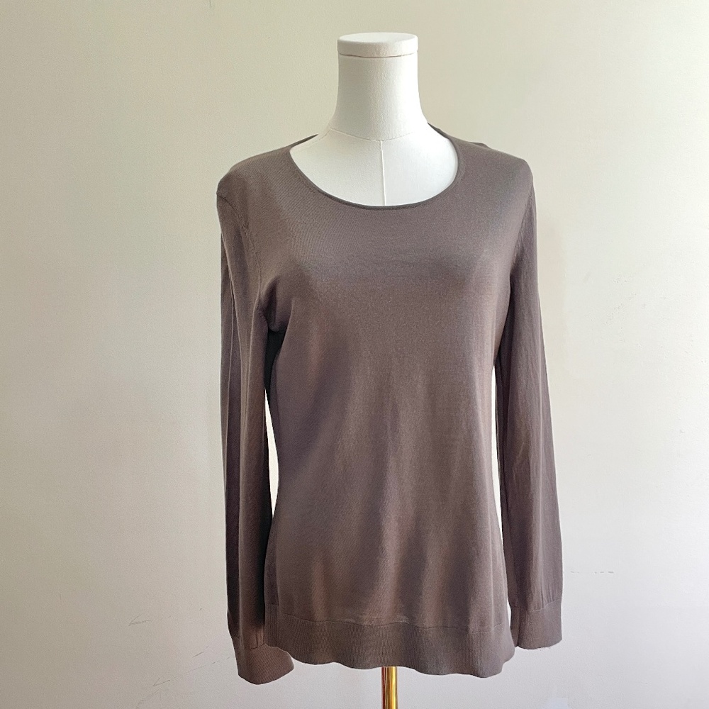 Lafayette 148 Women M 100% Wool Sweater Neutral Minimalist Quiet Luxury Capsule